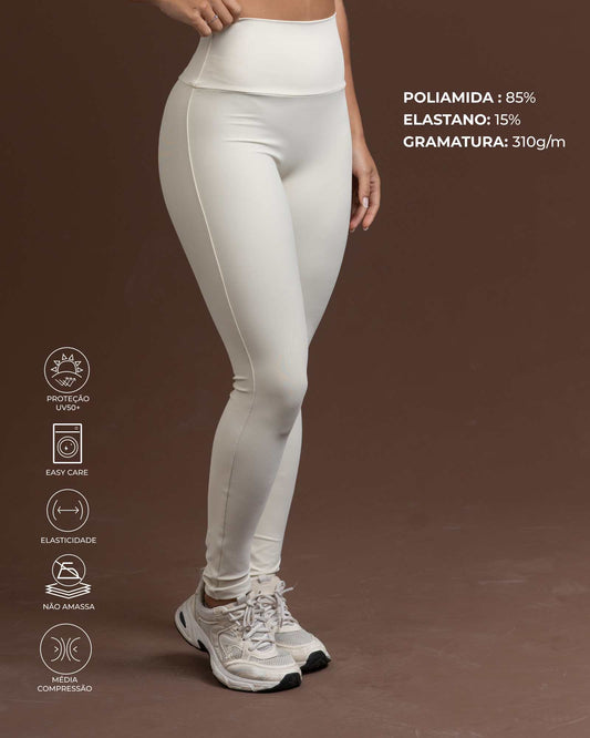 Calça Legging Fitness Compressão Confort Creme