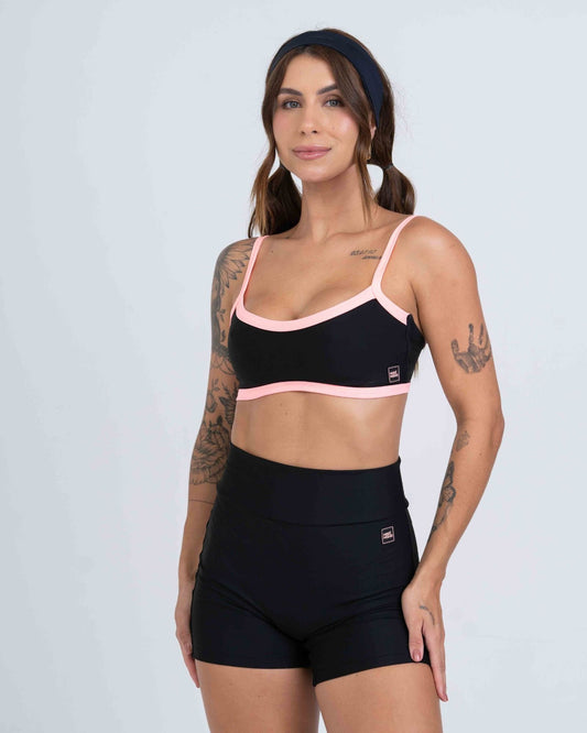 Short Confort sem costura frontal Super Black compressão sem empina