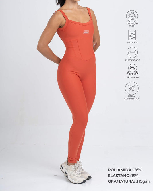 Macacão Fitness Compressão Power Corset Telha