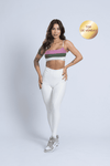 Calça Legging  fitness Classic Off White com compressão e sem empina bumbum