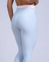 Calça Classic Duo Azul Ice com Rosa Blush compressão com bolso