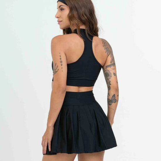 Short Saia Fitness Plissada Super Black - Maré Maria moda fitness