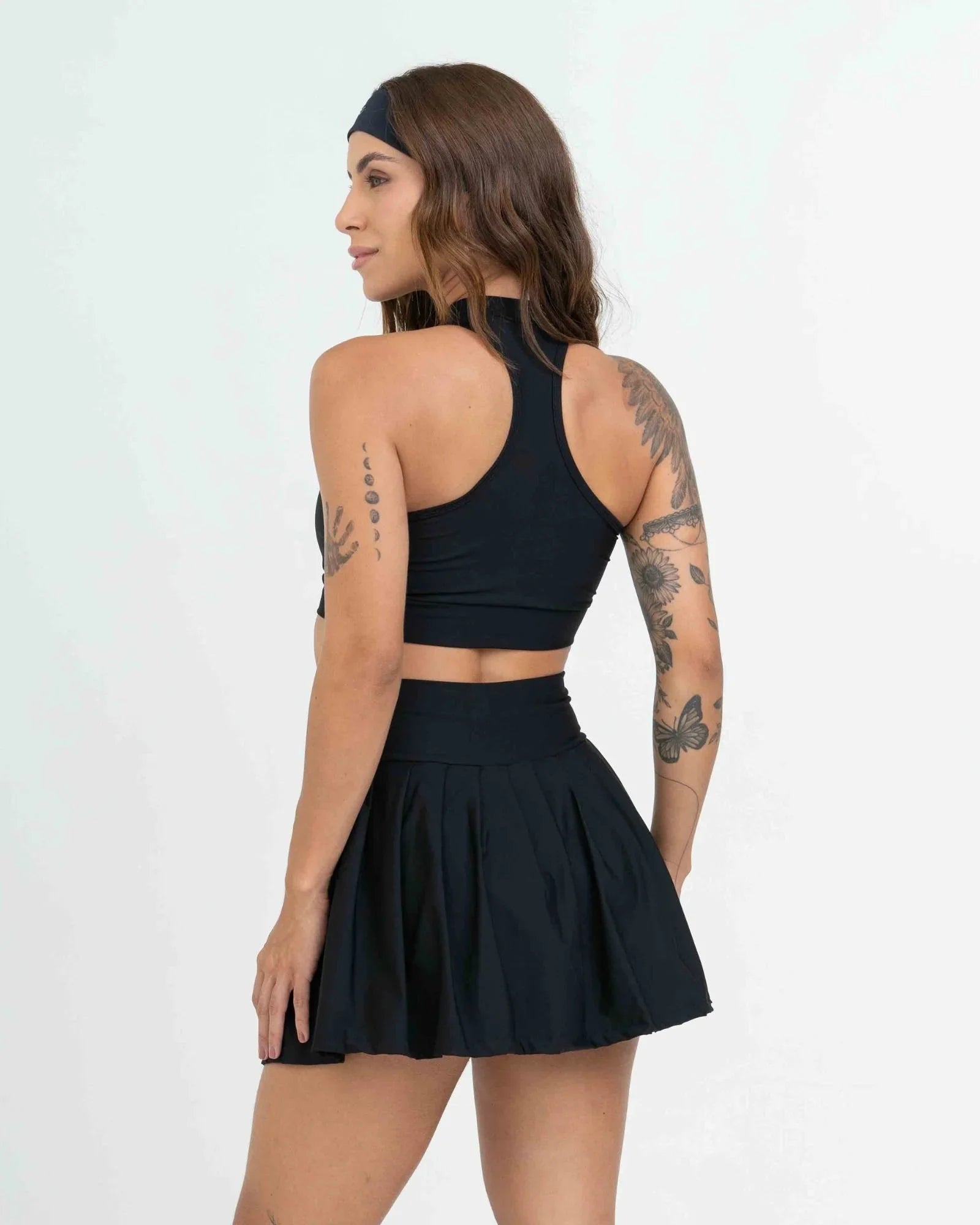 Short Saia Fitness Plissada Super Black - Maré Maria moda fitness