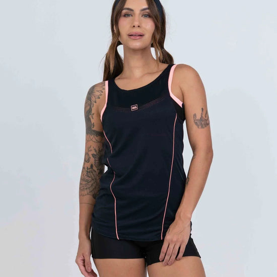 Regata Fitness Ella Preta com Coral - Maré Maria moda fitness
