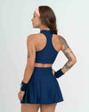 Short Saia Fitness Plissada Azul Marinho - Maré Maria moda fitness