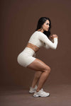Short Fitness Compressão Slim Creme