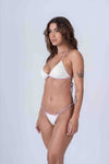 Top Cortininha Fixo Off White com Viés Rosa Glam