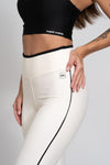 Calça Legging Fitness New Line Off White Com Super Black