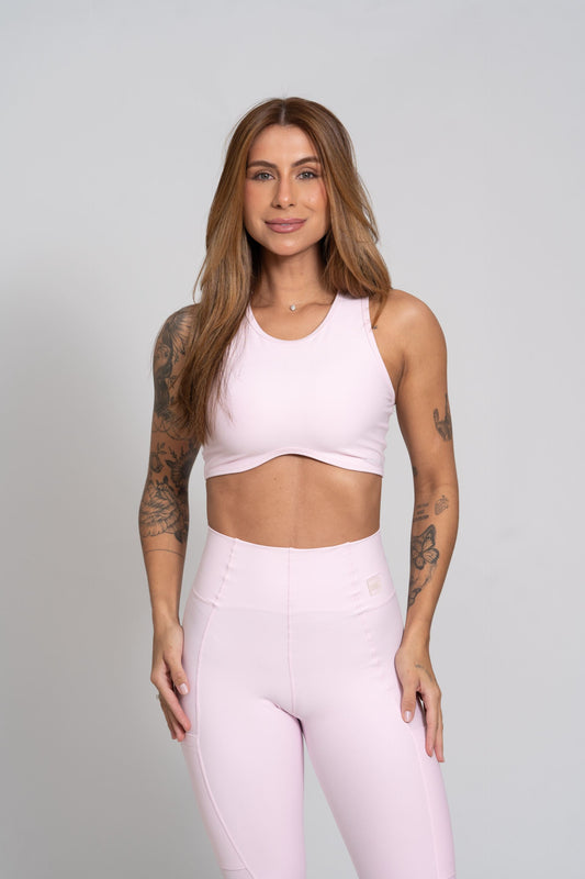 Top Fitness Corrida Com Bolso Rosa Blush