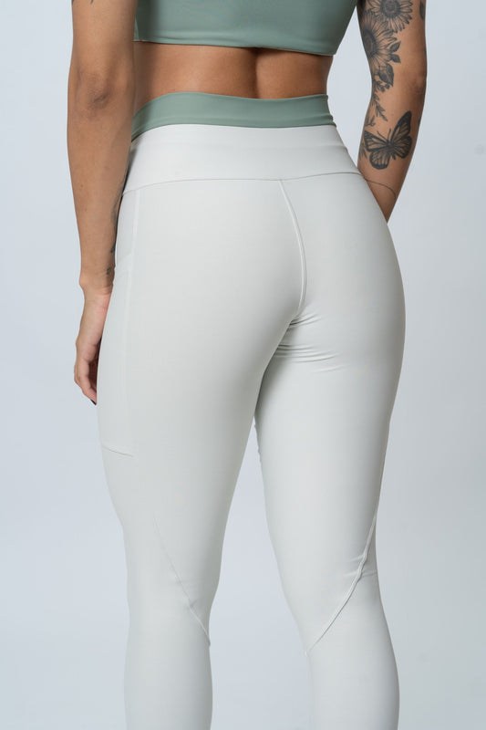 Calça Legging Fitness New Classic Duo Brisa Com Verde Sálvia