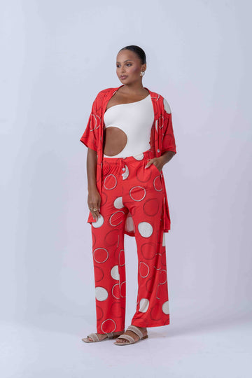 Calça pantalona beach estampa Pitaya