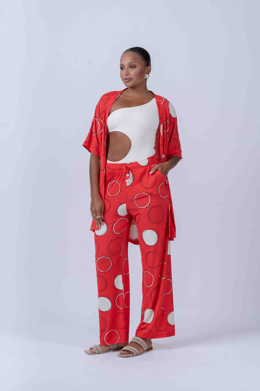 Calça pantalona beach estampa Pitaya