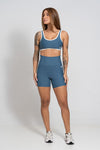 Short Fitness Compressão Bike Azul Maré - Sem Costura Frontal