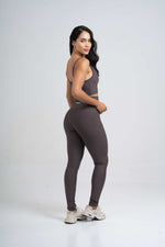 Calça Legging Fitness Compressão Confort Marrom Carbono