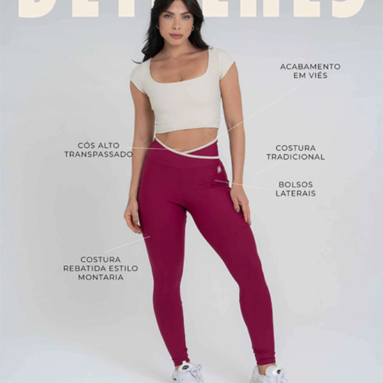Legging Fusion Rouge Viés Luna compressão - Maré Maria moda fitness