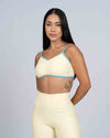 Top Fitness Fresh Duo Amarelo Brisa com Azul céu