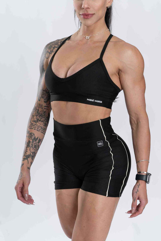 Short Fitness Active Super Black Com Creme