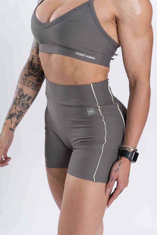 Short Fitness Compressão Active Cinza Com Creme
