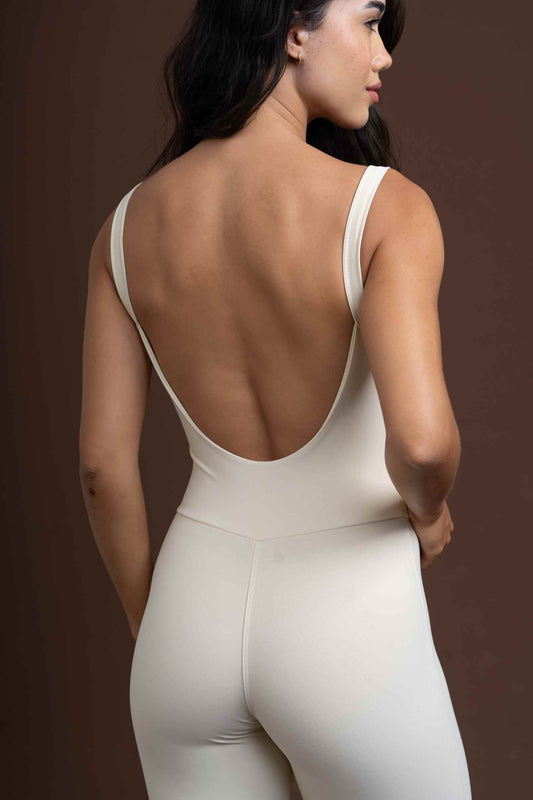 Macacão Fitness Compressão Power Corset Creme
