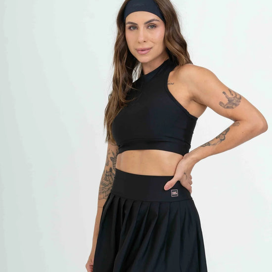 Short Saia Fitness Plissada Super Black - Maré Maria moda fitness