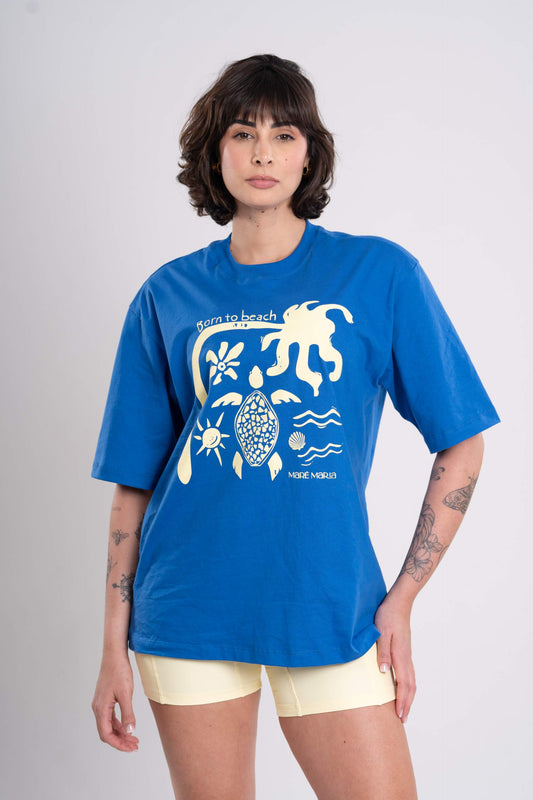 T-Shirt Oversized Beach Azul Safira