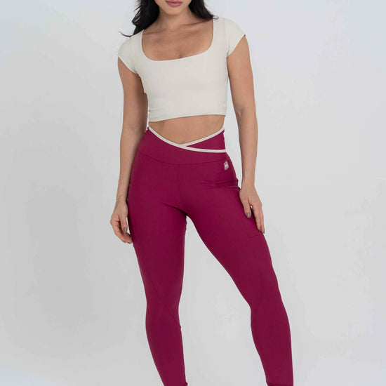 Legging Fusion Rouge Viés Luna compressão - Maré Maria moda fitness