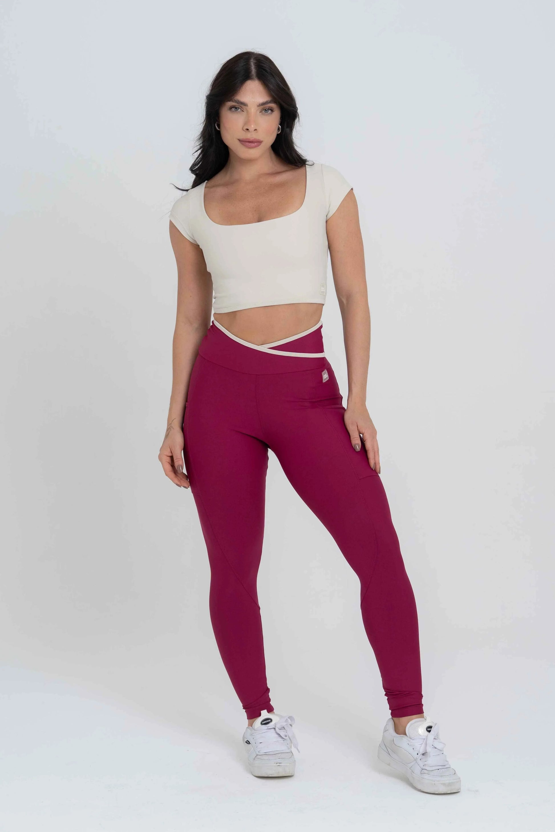 Legging Fusion Rouge Viés Luna compressão - Maré Maria moda fitness