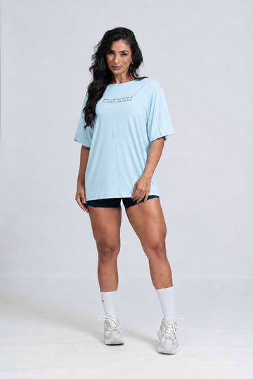 Blusão Fitness Oversized 'Meu Cárdio Hoje É Levantar Da Cama' Azul Candy