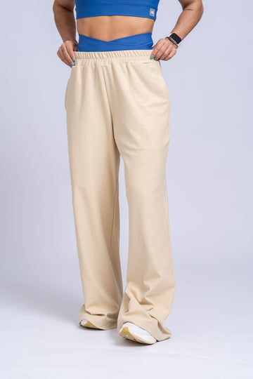 Calça Moletinho Street Wide Leg Areia