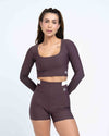 Short Classic Duo Marrom Ébano com Off White  compressão sem empina bumbum