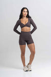 Top Fitness Compressão Manga Longa Infinity Marrom Carbono
