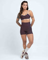 Short Fitness Bike Marrom Ébano sem costura frontal
