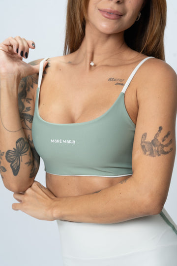 Top Fitness Ternura Dupla Face Verde Sávia Com Brisa