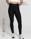 Calça Legging Fitness New Line Super Black Com Off White