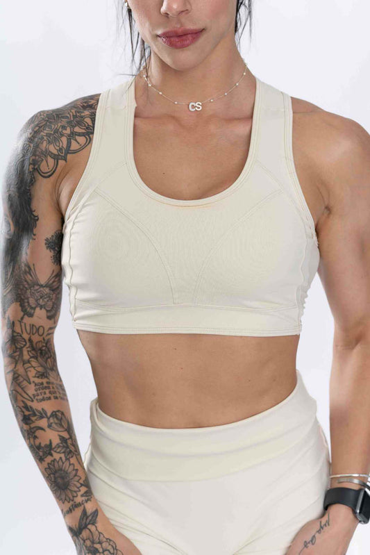 Top Fitness Nadador Recortes Creme