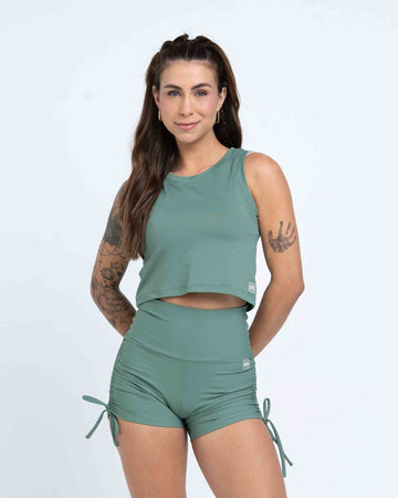 Regata Cropped Moletinho Verde Eucalipto