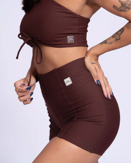 Short Classic Chocolate Dark compressão s/empina - Maré Maria moda fitness