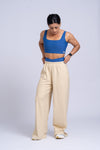 Calça Moletinho Street Wide Leg Areia