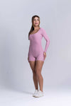 Macaquinho Fitness Manga Longa Confort Rosa Glam