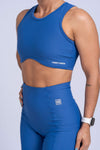 Top Fitness Corrida Com Bolso Azul Safira
