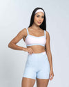 Short Fitness Classic Duo Azul Ice Com Rosa Blush