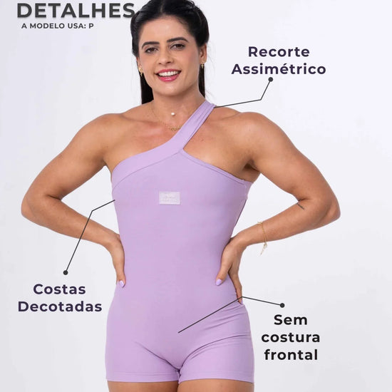 Macaquinho Fitness Vivi Lavanda com compressão - Maré Maria moda fitness