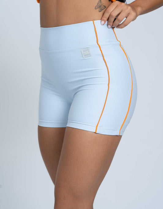 Short Fitness Active Azul Ice Com Tangerina