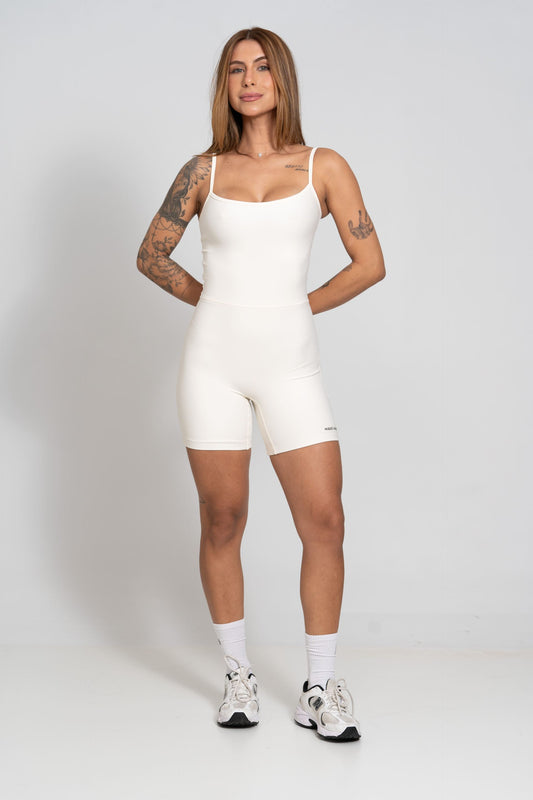 Macaquinho Fitness Compressão Balance Off White