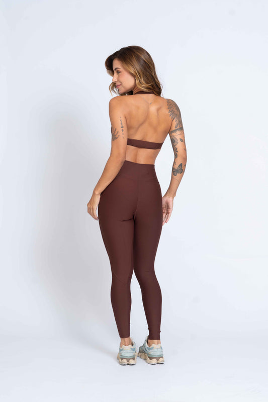 Calça Legging fitness Classic Chocolate Dark Cintura Alta com Compressão