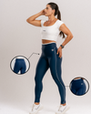 Calça Fitness New Line Azul Intenso com Branco Neve