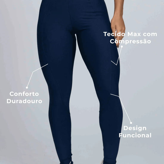 Calça Legging fitness Classic Azul Marinho compressão - Maré Maria moda fitness
