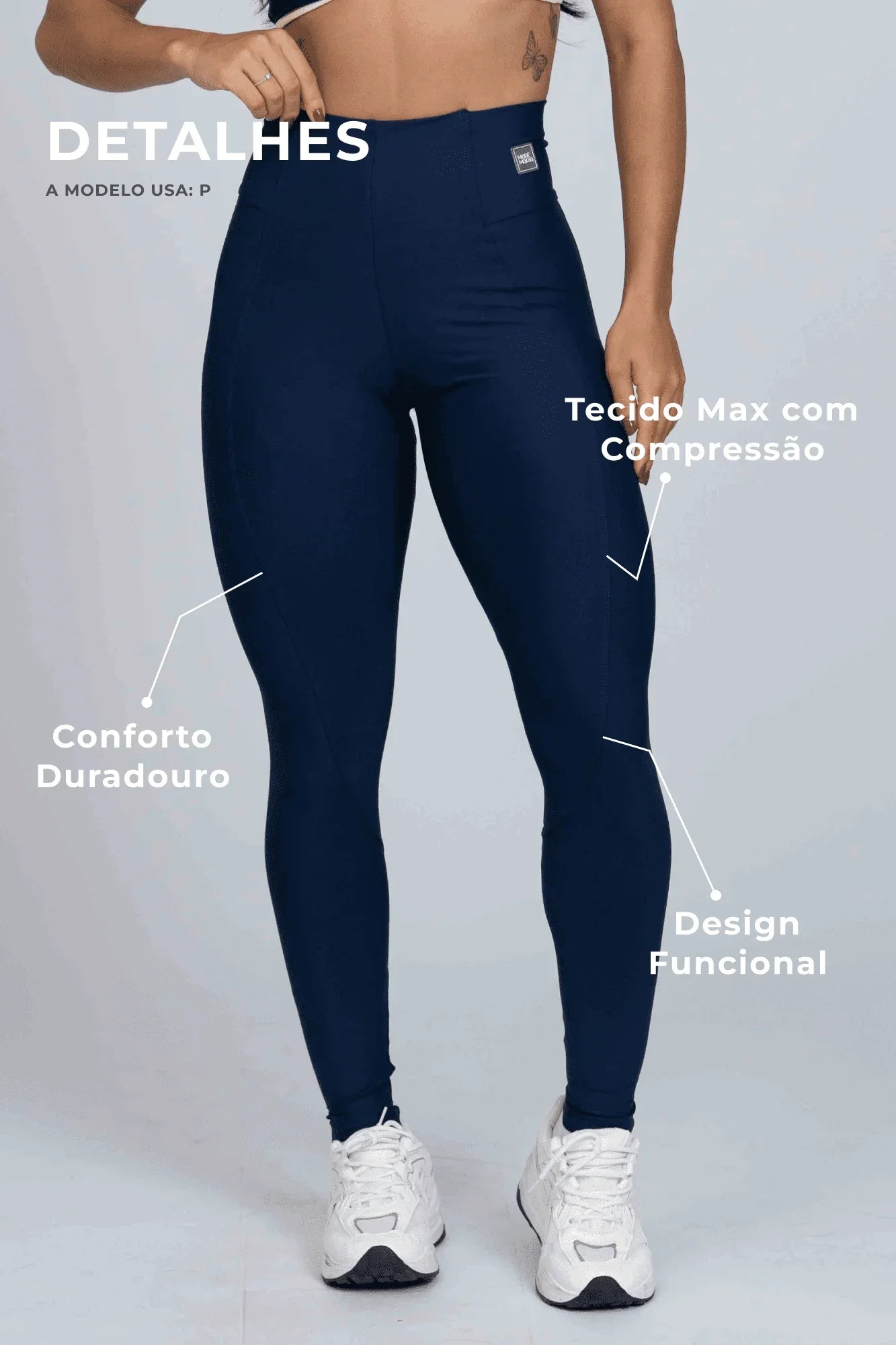 Calça Legging fitness Classic Azul Marinho compressão - Maré Maria moda fitness