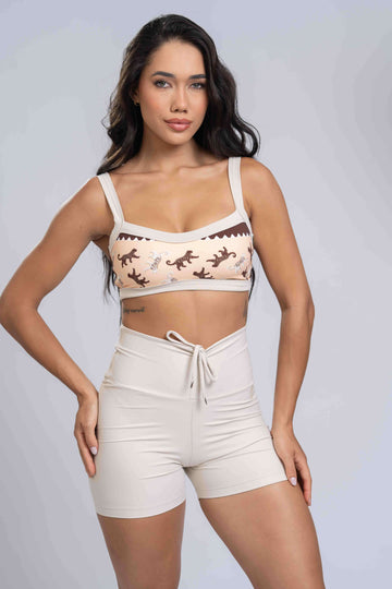 Top Fitness Flow Estampa Roots viés Luna