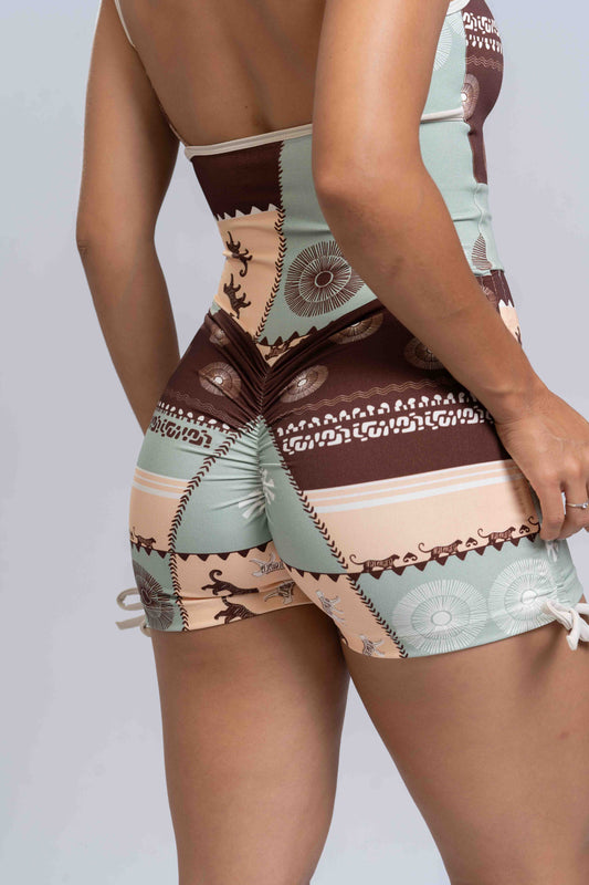 Macaquinho Fitness New Pérola Estampa Roots com Viés Luna